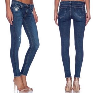 Rag & Bone LaPaz Mid-Rise Distressed Raw Hem Skinny Jeans Sz 29